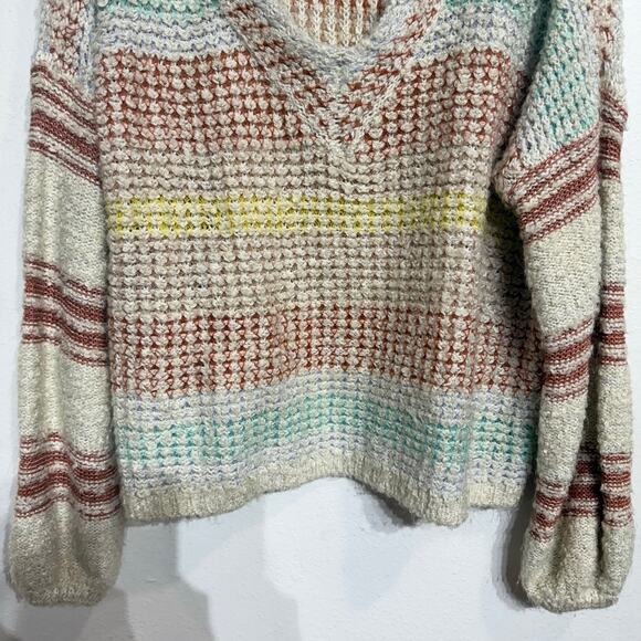 Adora Rory Striped Chunky Knit Oversized V-Neck Sweater Sz M - Picture 4 of 11
